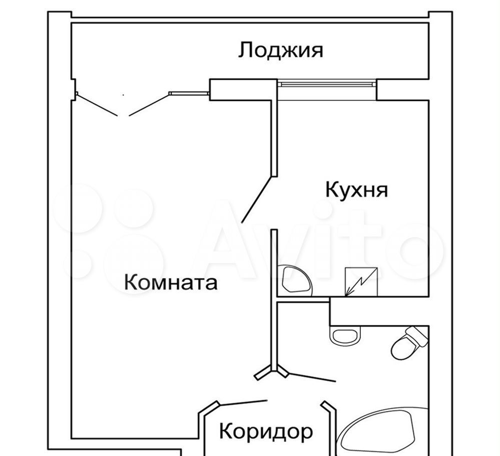 План схема однокомнатной квартиры Аренда однокомнатной квартиры Москва, Окская улица 36к1, цена 28000 рублей, 2024