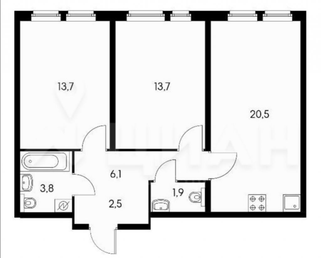 Дом 57 кв. Квадратура по комнатам ПИКОВСКИЕ дома Химки 3 комнаты.