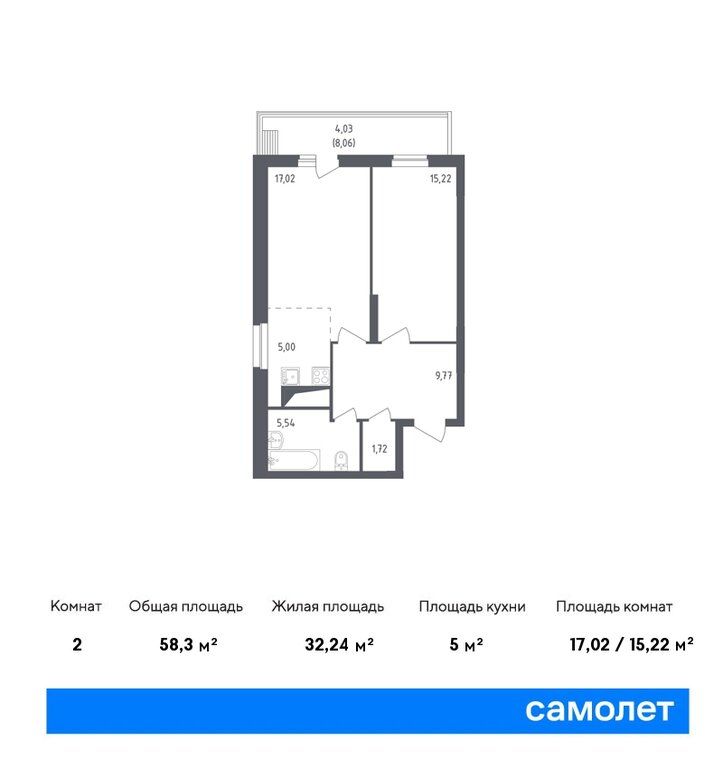 Продажа двухкомнатной квартиры поселок Жилино-1, цена 8109906 рублей, 2023 год объявление №772232 на megabaz.ru